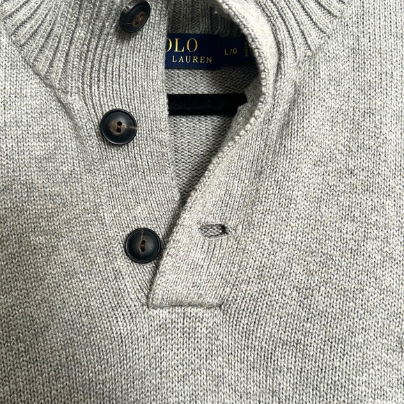Polo Ralph Lauren Gray 1/4 Button Knit Long Sleeve Sweater Mens Large - Picture 3 of 9
